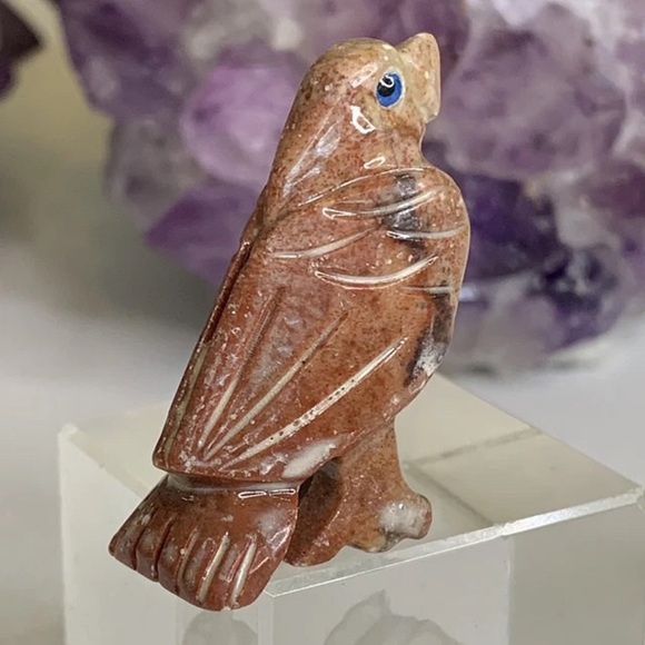 Miniature EAGLE Stone Carving Mini Figurine Steatite Soapstone Animal Figure 1.5 - Picture 1 of 13